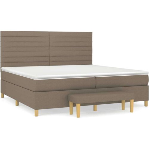 VidaXL Krevet s oprugama i madracem smeđesivi 200x200 cm od tkanine Slike