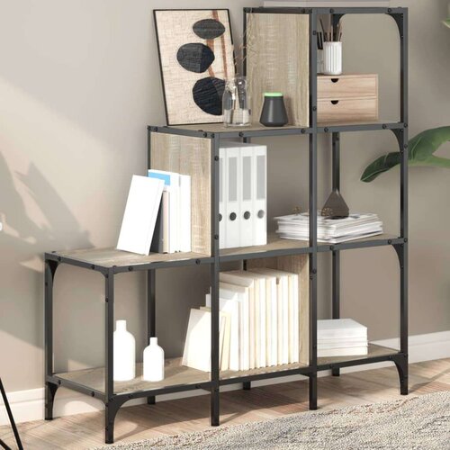  Regal za knjige boja hrasta 92 x 30 x 102 cm od drva i metala Slike