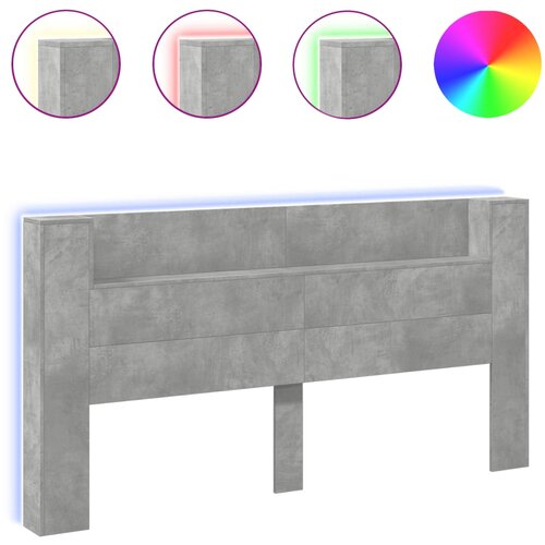 Maison Chic posteljno vzglavje - vzglavna omarica - nočna omarica led beton. siva 200x16,5x103,5 cm, (21705582) Slike