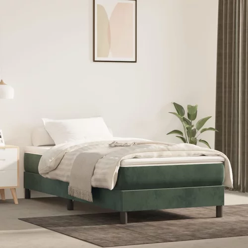 vidaXL Box spring postelja z vzmetnico temno zelena 100x200 cm žamet