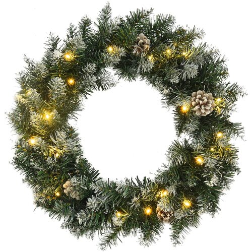  Božićni vijenac s LED svjetlima zeleni 60 cm PVC Cene