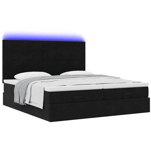  Otomanski okvir kreveta s madracima crni 200x200cm bar&amp;scaron;unasti Slike