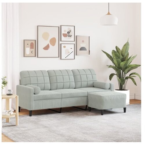 vidaXL Trosjed s tabureom svjetlosivi 180 cm bar&scaron;unasti Cijene