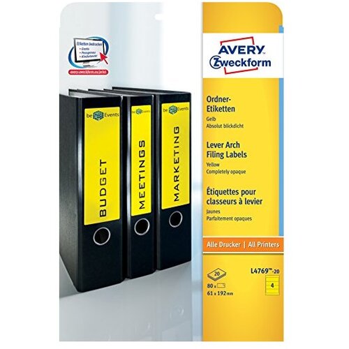 Avery Zweckform Etikete za &amp;scaron;iroke registratorje 192 x 61 mm 1/20 Slike
