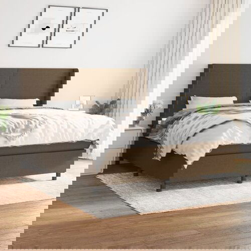  The Living Store Box spring postelja z vzmetnico temno rjava 180x200 cm blago - Box Spring Postelja, (21453982) Slike