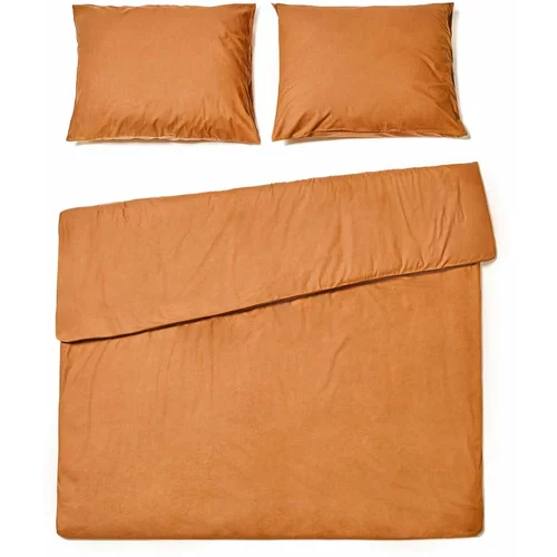 Bonami Selection Terakota narančasta posteljina za bračni krevet od stonewashed pamuka , 200 x 220 cm