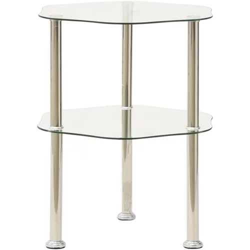  Bočni stolić s 2 razine prozirni 38x38x50 cm od kaljenog stakla