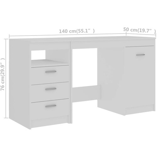  Radni stol bijeli 140 x 50 x 76 cm od konstruiranog drva Slike