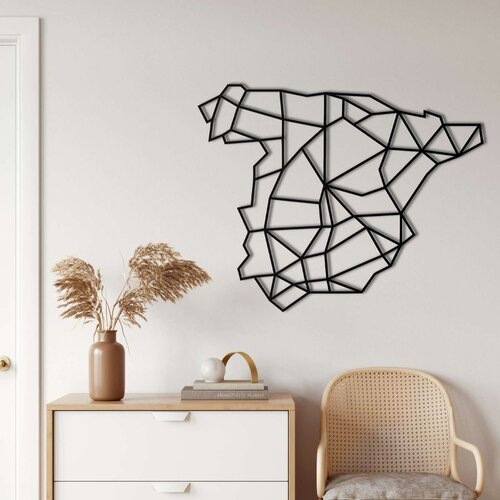 Wallxpert metalni zidni ukras 5291, geometrijska mapa &amp;Scaron;panije, 60 x 48 cm, crni Slike