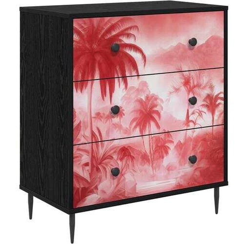 vidaXL Komoda AACHEN Ružičasti uzorak palme 66 x 36 5 x 76 cm - Ružičasti uzorak palme Cijene