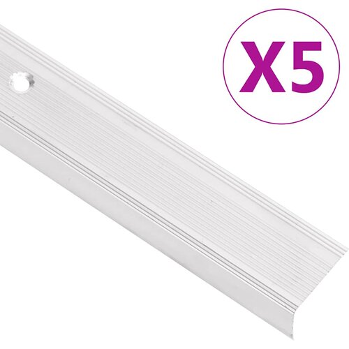  Rubnjaci za stepenice L-oblika 5 kom aluminijski 100 cm srebrni Slike