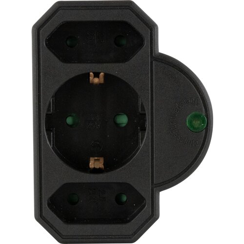 REV Steckdosenadapter 3-fach mit &amp;Uuml;berspannungsschutz, schwarz Slike