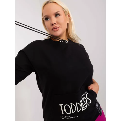 Fashion Hunters Black plus size blouse with lettering