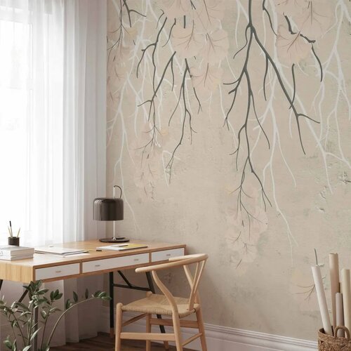  Foto tapeta - Abstract falling leaves - subtle nature motif with branches 150x105 Cijene