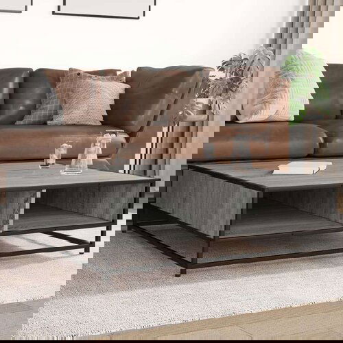 vidaXL Klubska mizica siva sonoma 100x100x30 cm inž. les in kovina Cene