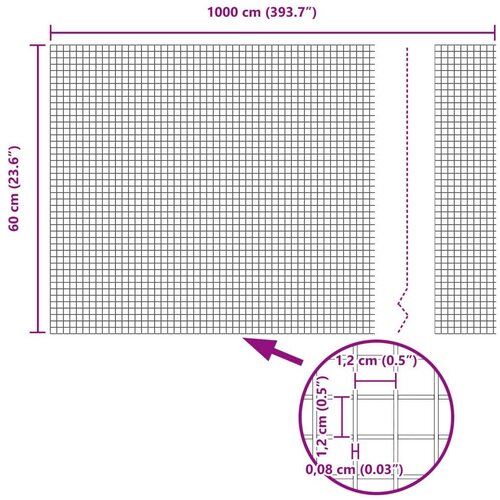 vidaXL varjena žična ograja s 5 U stebrički siva 0.6x10 m jeklo Cene