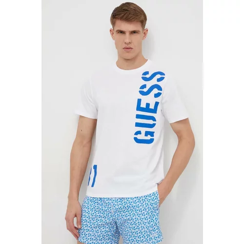 Guess Pamučna majica za muškarce, boja: bijela, s tiskom