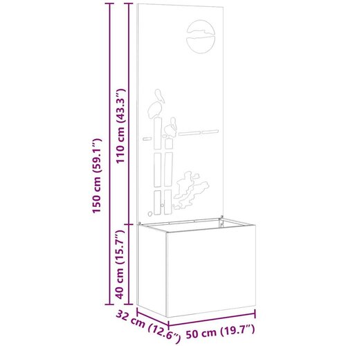 VidaXL Vrtni Sadič s Dekorativnom Pločom Antracit 50 x 140 cm Slike