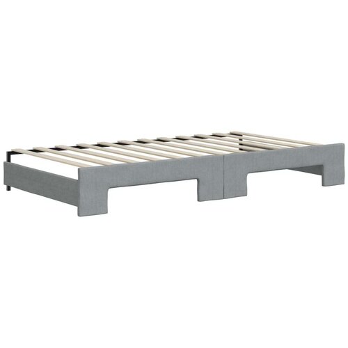 VidaXL Dnevni krevet na razvlačenje svjetlosivi 100x200 cm od tkanine Slike