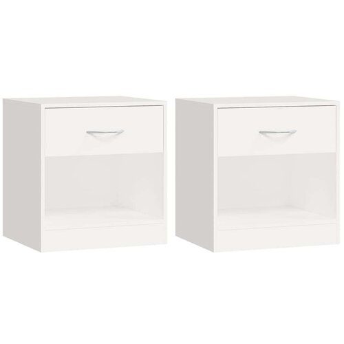  242547 Nightstand 2 pcs with Drawer White Slike