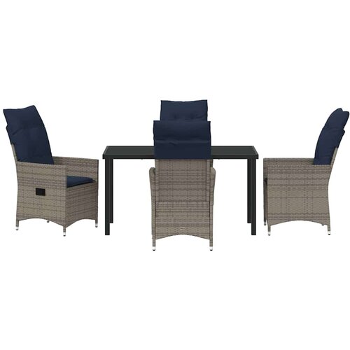 Set stola i stolica s jastukom 5 pcs Siva PE ratan Slike