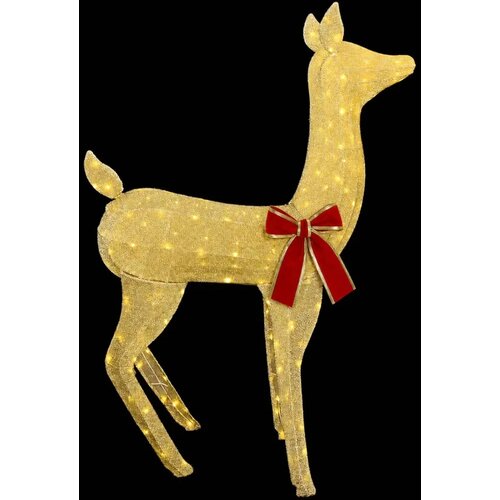  3D Božićni irvas LOVIISA 110 LED lampica Topla bijela - Zlatna tkanina 70 x 26 x 100 cm Slike