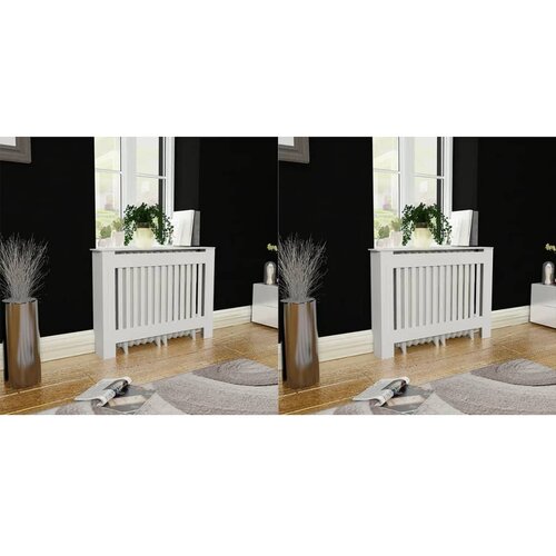VidaXL Pokrovi za radiatorje 2 kosa MDF 112 cm beli Slike