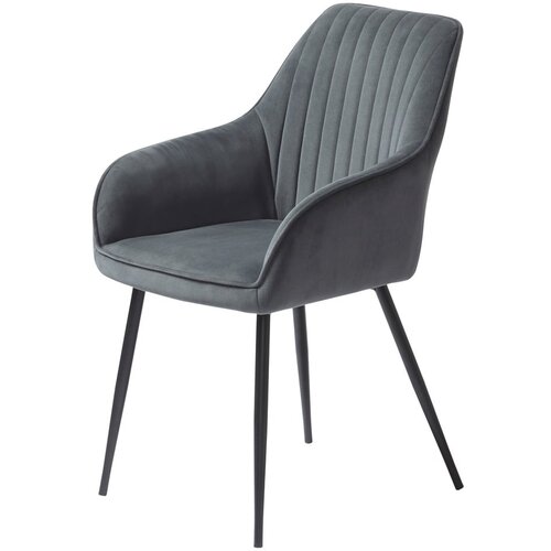 Unique Furniture Sivi žametni jedilni stoli z nasloni za roke v kompletu 2 ks Nolan Stripe &amp;ndash; Slike