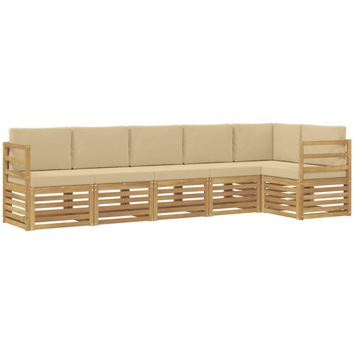  Set vanjskih sofa 6 pcs Bijela i bež 306 x 128,5 x 73 cm Slike