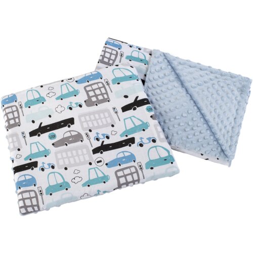 Medi Partners Quilt 55x75 + pillow 35x30 cotton + minky – Cars + blue minky Slike