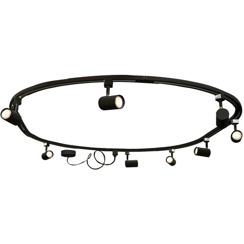 QAZQA Modern railsysteem met 8 spots zwart 1-fase ovaal 200cm - Iconic Jeana Slike