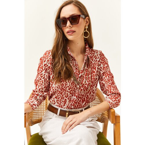 Olalook Women's Tile Leopard Woven Shirt Slike