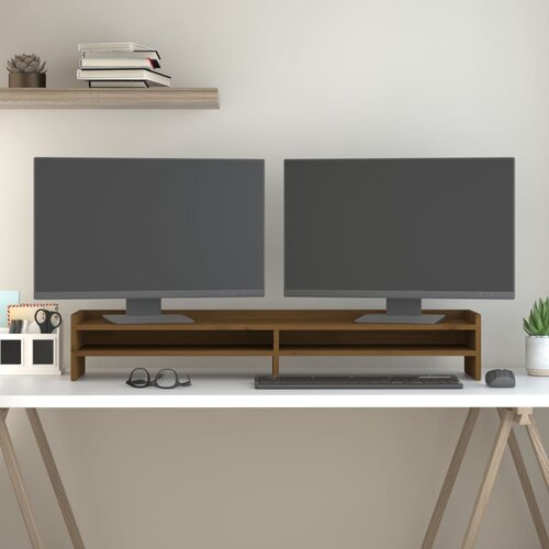 vidaXL Stalak za monitor boja meda 100x24x16 cm od masivne borovine Cijene