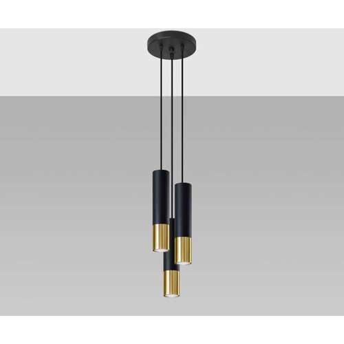  Sollux SL.0955 - Luster na sajli LOOPEZ 3xGU10/10W/230V okrugli crna/zlatna Slike