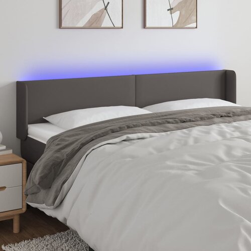 vidaXL LED posteljno vzglavje sivo 163x16x78/88 cm umetno usnje Cene