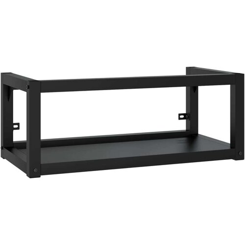 vidaXL stenski kopalni&scaron;ki regal črn 79x38x31 cm železo Cene