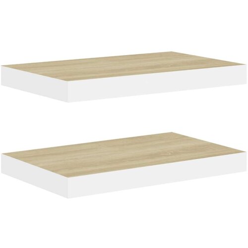 VidaXL Stenske police 2 kosa barva hrasta in bela 50x23x3,8 cm MDF Slike