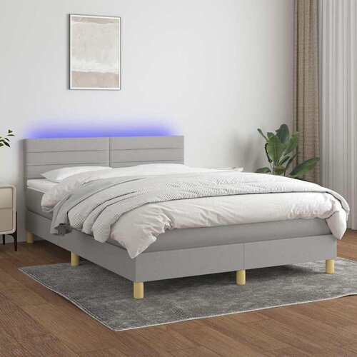  box spring s madracem LED svjetlosivi 140x200 cm tkanina Cene