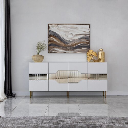 Hanah home komoda Milan 180x80x40cm bijelo-zlatna Cene