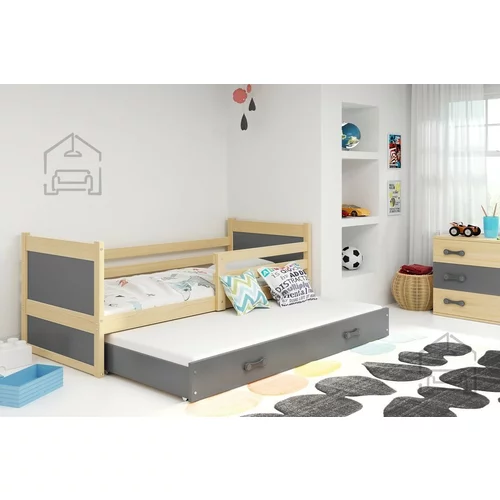 BMS Group Otroška postelja Rico z dodatnim ležiščem - 90x200 cm - bor/grafit