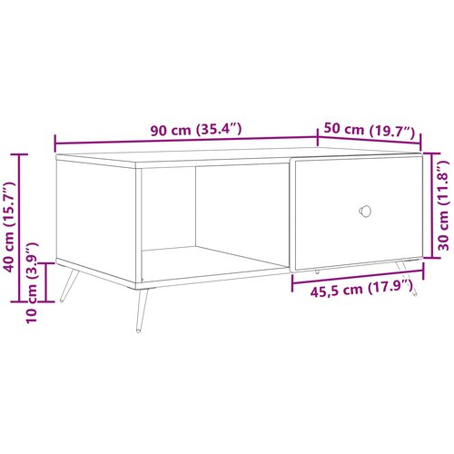  Kava Stol Hrast sonoma 90 x 50 x 40 cm Konstruirano drvo Slike