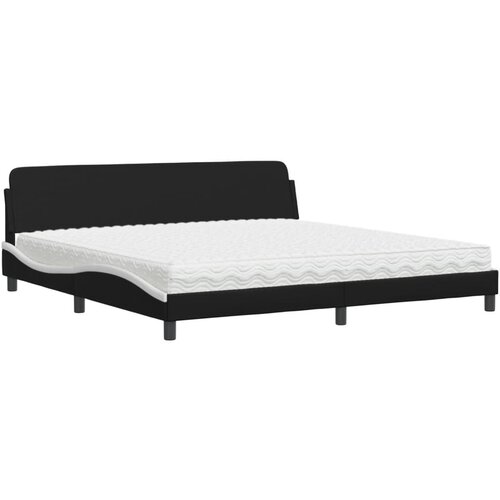 vidaXL Postelja z vzmetnico črna in bela 200x200 cm umetno usnje, (21215872) Cene
