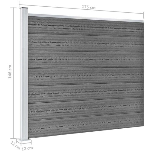 VidaXL set panela za ogradu WPC 353 x 146 cm sivi Slike