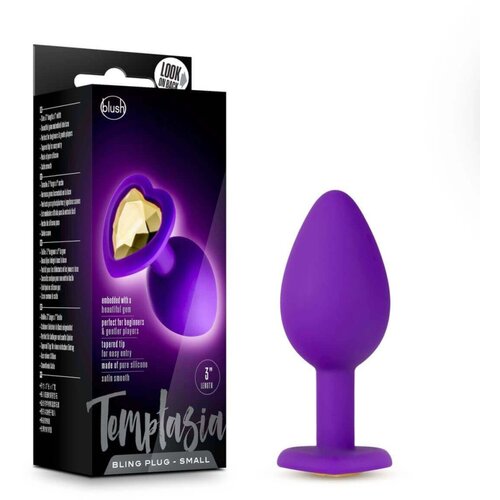 Temptasia S - analni dildo z zlatimi kamni (vijolična) - majhen Slike