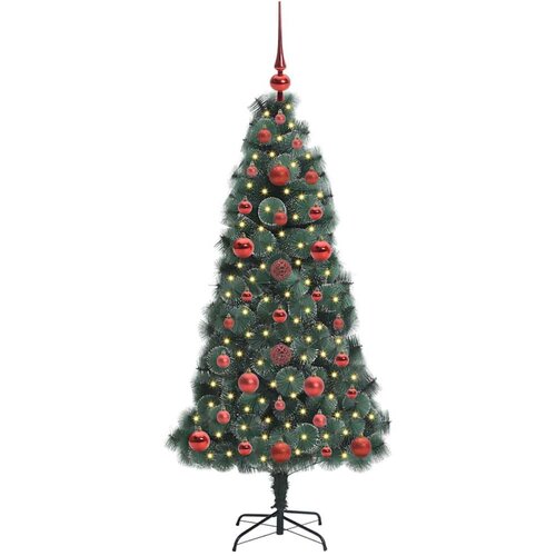  Umjetno prethodno osvijetljeno božićno drvce s kuglicama 120 cm Slike