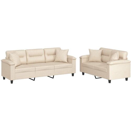 VidaXL 2-dijelni set sofa s jastucima bež od mikrovlakana Slike