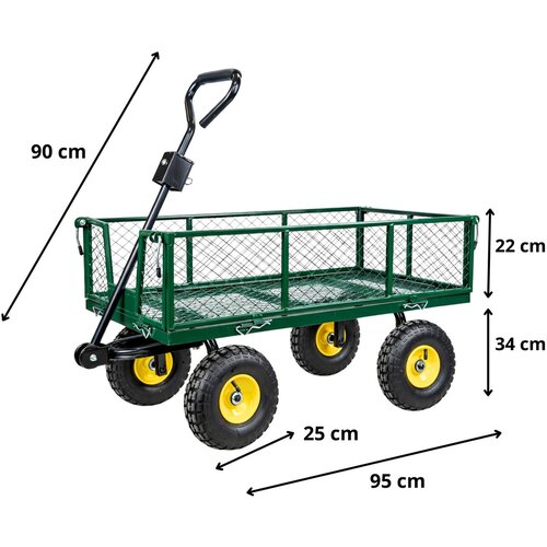 Lean Toys Zložljiv vrtni transportni voziček iz jekla nosilnost 200 kg zelena Slike