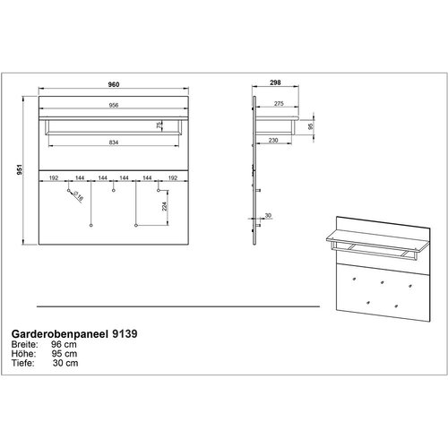 Germania Sivo-bež/v svetli naravni barvi set za hodnik 96x95x30 cm Cormano &amp;ndash; Slike