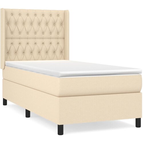  Box spring postelja z vzmetnico krem 90x200 cm blago Cene