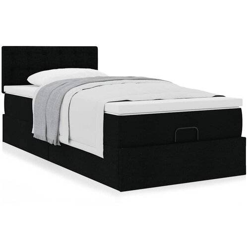 vidaXL Otomanski okvir kreveta s madraca crni 90x190cm od tkanine Cene